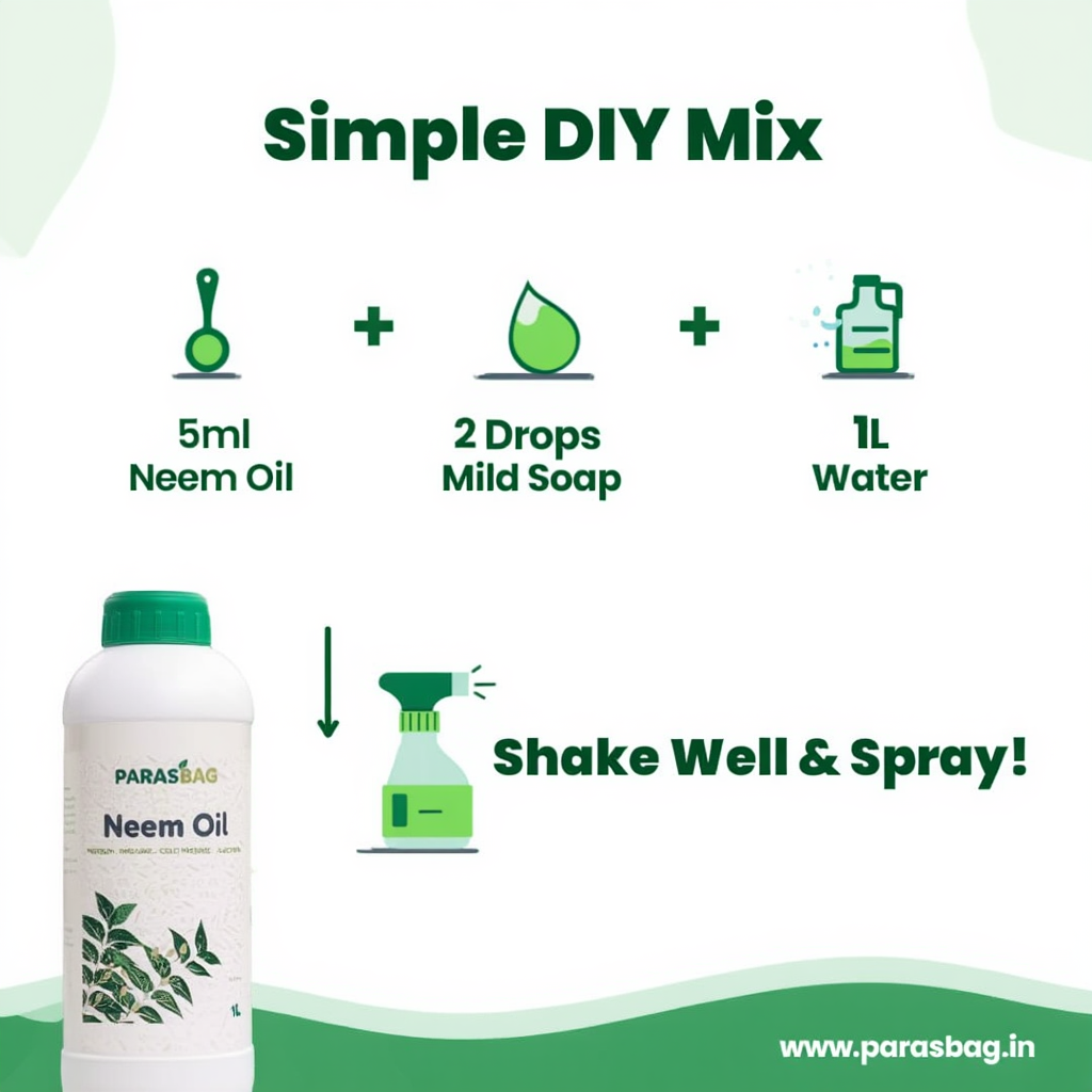 Parasbag Cold-Pressed Pure Neem Oil | 100% Organic Plant Guard for Chemical-Free Family Gardening